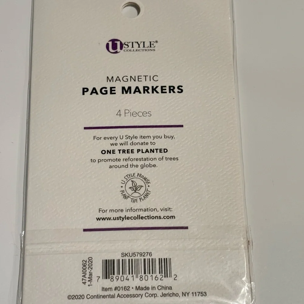 NWT U Style magnetic page markers. There are four markers in the pack